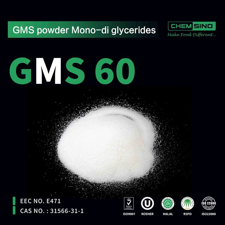 GMS 60 Powder Glyceryl Monostearate 60 Powder For Cheese CAS No.31566-31-1