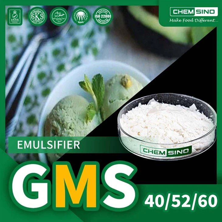 GMS powder Mono-di glycerides GMS40 GMS40 SE GMS52  GMS60 Chemsino